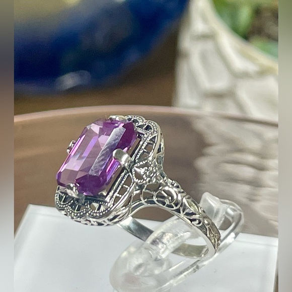 3ct ALEXANDRITE !! Lab created Alexandrite w/ Filigree syle ring.… - Picture 3 of 9
